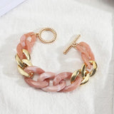 Matte Resin Link Chain Bracelets for Women Toggle Chain Jewelry