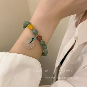 Jade Pearl Bracelet Rabbit Charm Beaded Bracelets for Women
