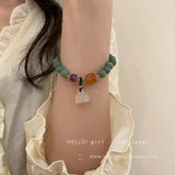 Jade Pearl Bracelet Rabbit Charm Beaded Bracelets for Women
