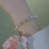 Jade Pearl Bracelet Rabbit Charm Beaded Bracelets for Women