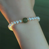 Jade Pearl Bracelet Rabbit Charm Beaded Bracelets for Women