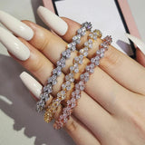 Roman CZ Zirconia Bracelet Wedding Rose Silver Chain Bracelet