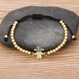 Copper Inlay Zircon Crystal Kids Bracelet Adjustable Lucky Beads
