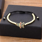Copper Inlay Zircon Crystal Kids Bracelet Adjustable Lucky Beads