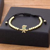 Copper Inlay Zircon Crystal Kids Bracelet Adjustable Lucky Beads