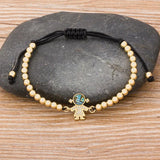 Copper Inlay Zircon Crystal Kids Bracelet Adjustable Lucky Beads