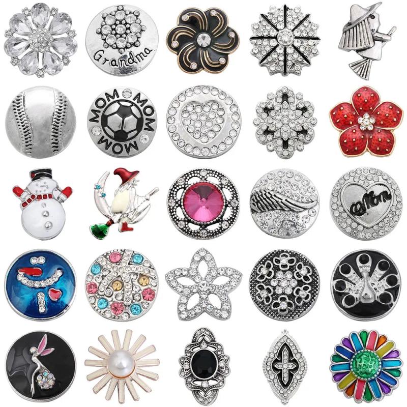 6pcs/lot Snap Buttons Jewelry Crystal Metal Fit 18mm Snap Button Bracelet