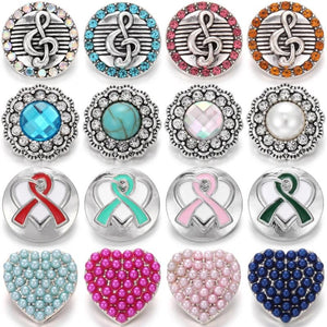 5pcs Mixed Rhinestone Flower Snap Buttons for Snap Bracelet Bangle