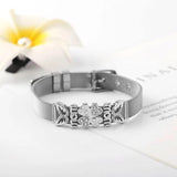 Stainless Steel Mesh Watch Bracelet Double Heart Butterfly Charm
