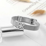 Stainless Steel Mesh Watch Bracelet Double Heart Butterfly Charm