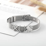 Stainless Steel Mesh Watch Bracelet Double Heart Butterfly Charm