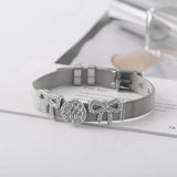 Stainless Steel Mesh Watch Bracelet Double Heart Butterfly Charm