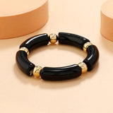 Acrylic Beaded Charm Bracelets Wafer Beaded Chain Stretch Cuff Bangles