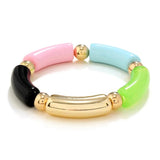 Acrylic Beaded Charm Bracelets Wafer Beaded Chain Stretch Cuff Bangles