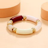 Acrylic Beaded Charm Bracelets Wafer Beaded Chain Stretch Cuff Bangles