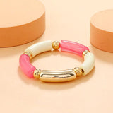 Acrylic Beaded Charm Bracelets Wafer Beaded Chain Stretch Cuff Bangles