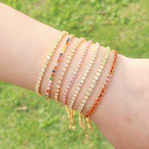 Adjustable CZ Tennis Bracelet Bangle, Wedding Jewelry