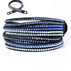 Multilayer Leather Hematite Lucky Crystal Snap Wrap Bracelet