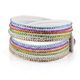 Multilayer Leather Hematite Lucky Crystal Snap Wrap Bracelet