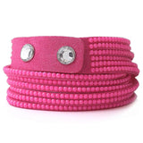 Multilayer Leather Hematite Lucky Crystal Snap Wrap Bracelet