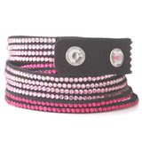 Multilayer Leather Hematite Lucky Crystal Snap Wrap Bracelet