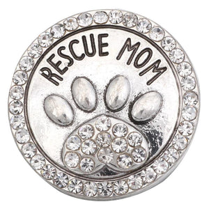 5pcs/lot Crystal Rescue Mom Dog Paw Snap Button Bracelet