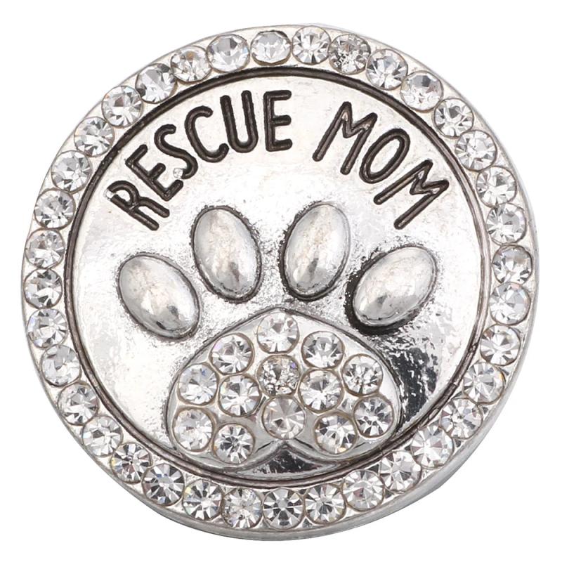 5pcs/lot Crystal Rescue Mom Dog Paw Snap Button Bracelet