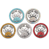5pcs/lot Crystal Rescue Mom Dog Paw Snap Button Bracelet