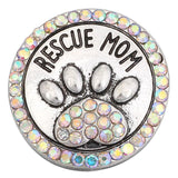 5pcs/lot Crystal Rescue Mom Dog Paw Snap Button Bracelet