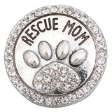 5pcs/lot Crystal Rescue Mom Dog Paw Snap Button Bracelet