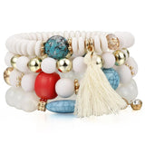 Beaded Crystal Bracelet Bohemian Style Women Tassel Natural Stone Wristband
