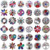 6pcs Colorful 18mm Rhinestone Flower Metal Snap Buttons DIY Charms