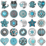 5pcs Snap Buttons Crystal Rhinestone Cat Owl Fish Heart Love Flower Snaps