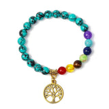 Tiger Eye 7 Chakra Bracelet Life Tree Pendant Reiki Healing Beads Bangles