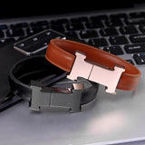 ZG Arrivel USB Rechargeable Bracelet Transfer File Charms Leather Unisex Bangle