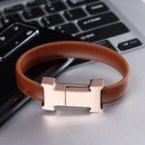 ZG Arrivel USB Rechargeable Bracelet Transfer File Charms Leather Unisex Bangle