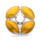 5pcs Yellow Rhinestone Flower 18mm Metal Snap Buttons