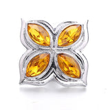 5pcs Yellow Rhinestone Flower 18mm Metal Snap Buttons