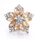 5pcs Yellow Rhinestone Flower 18mm Metal Snap Buttons