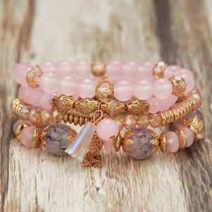 Boho Crystal Stone Beads Bracelet Multilayer Colorful Charm Bracelets