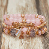Boho Crystal Stone Beads Bracelet Multilayer Colorful Charm Bracelets