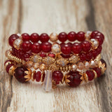 Boho Crystal Stone Beads Bracelet Multilayer Colorful Charm Bracelets