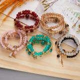 Boho Crystal Stone Beads Bracelet Multilayer Colorful Charm Bracelets
