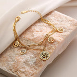 316L Stainless Steel Double Layer Bracelet with Tree Charm