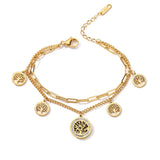 316L Stainless Steel Double Layer Bracelet with Tree Charm