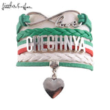 Infinity Love Chechnya Bracelet Heart Charm Leather Wrap Men Bracelets & Bangles