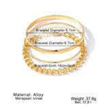 3PCS Women's Circle Bangle Chain Bracelets Set