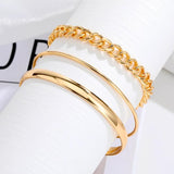 3PCS Women's Circle Bangle Chain Bracelets Set