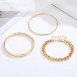 3PCS Women's Circle Bangle Chain Bracelets Set