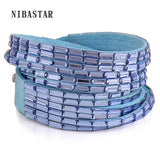 Crystal Multilayer Leather Wrap Bracelet Sparkles Women's Jewelry